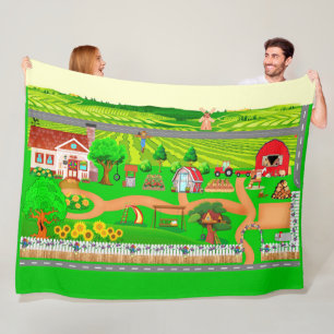 Farm Roads for Cars Fleece Blanket
