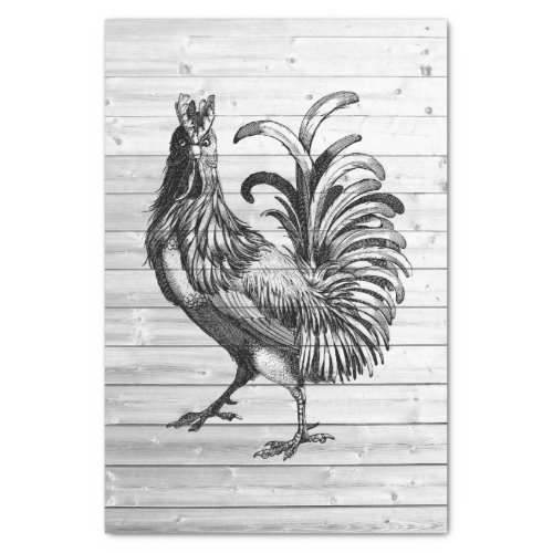 Farm Rooster Weathered Barn Wood 2 Decoupage  Tissue Paper