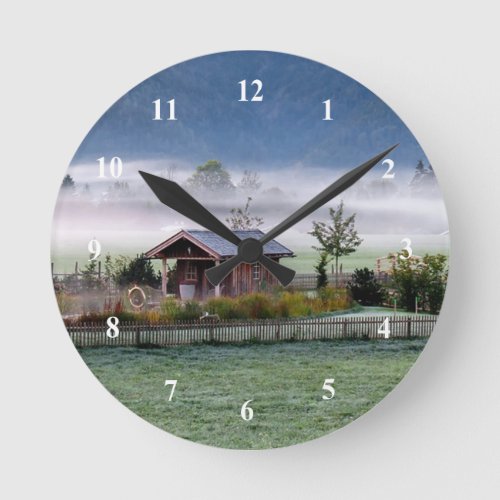 Farm Scene 2 Round Clock