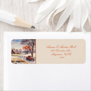 Farm Scene of Yesteryear Label