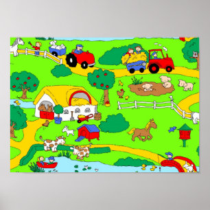 Farm scene poster