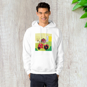 Farm Scene with Singing Rooster on Tractor  Hoodie