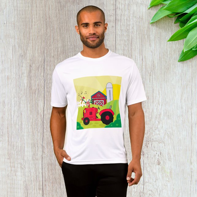Farm Scene with Singing Rooster on Tractor  T-Shirt (Creator Uploaded)