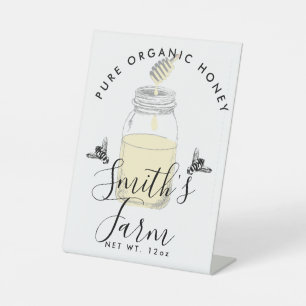 Farm Shop Honey Jar Label Pedestal Sign – Small 