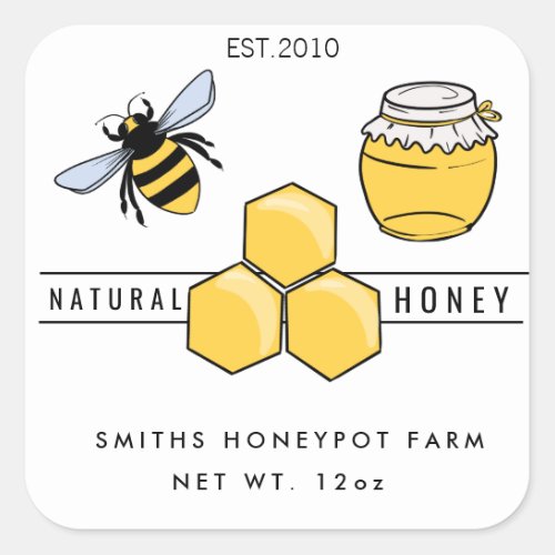 Farm shop honey jar label small business