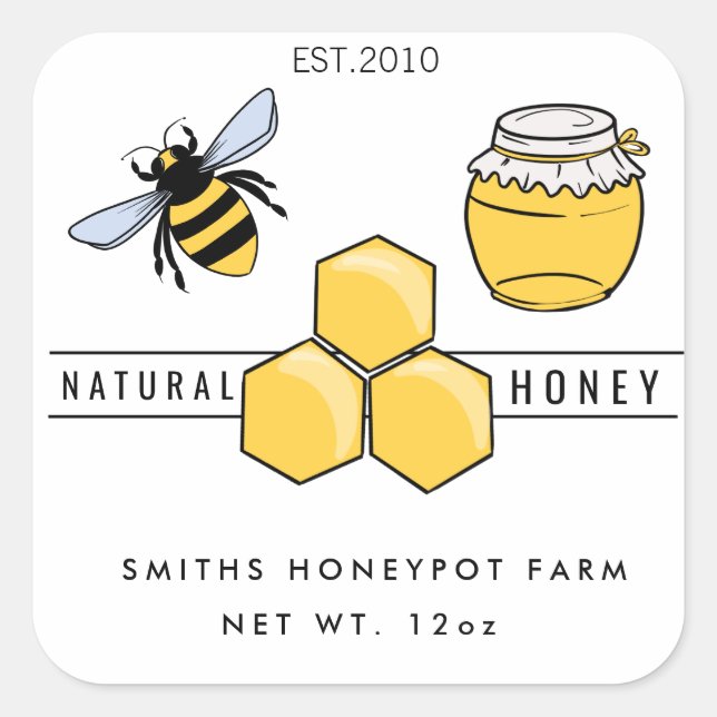 Farm shop honey jar label small business (Front)