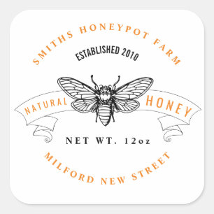 Farm shop honey jar label small business