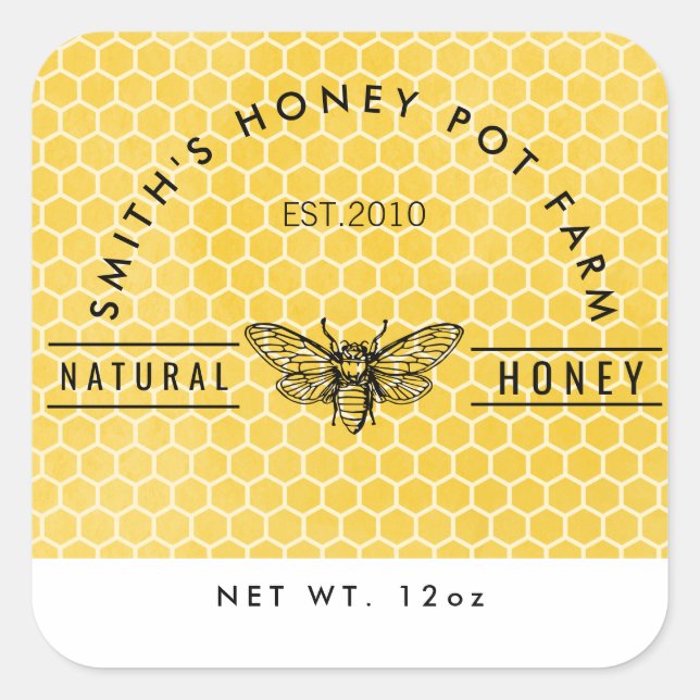 Farm shop honey jar label small business (Front)