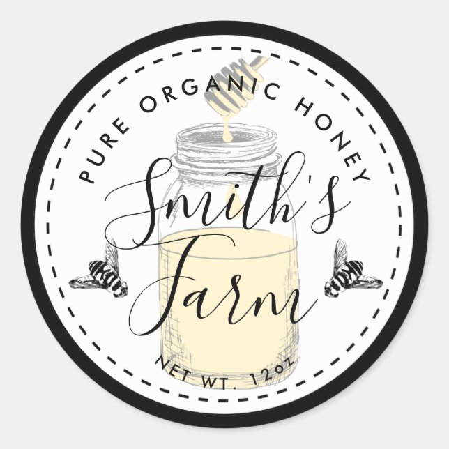 Farm shop honey jar label small business (Front)