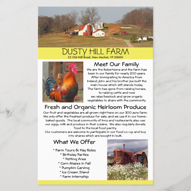 Farm Stand Business Flyer With Photo Templates (Front)