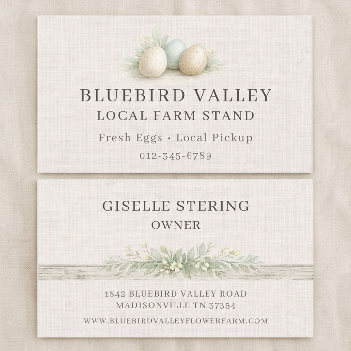 Farm Stand Eggs Shabby Chic Linen Business Card