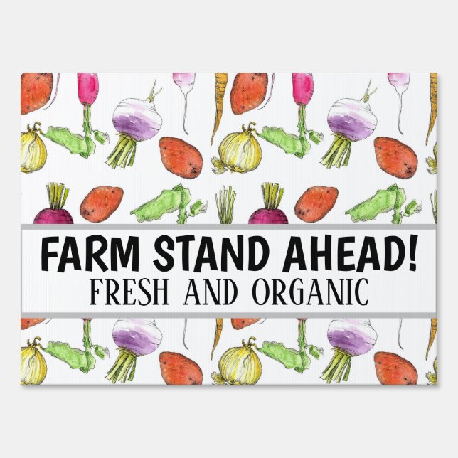 Farm Stand Organic Produce Root Vegetables Sign (Front)