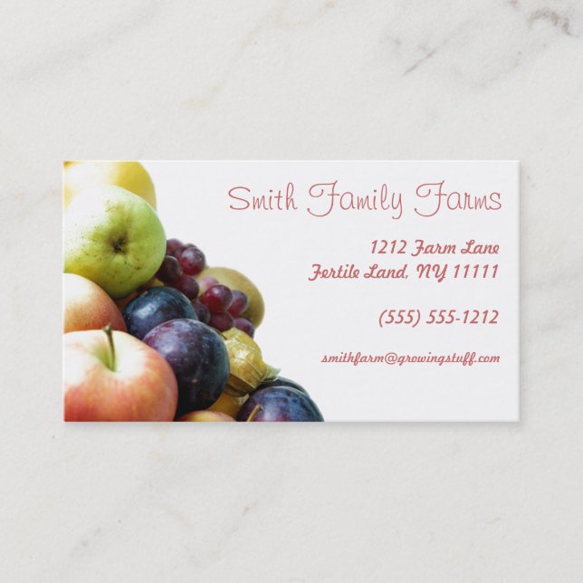 Farm Stand Produce Green Geometric Back Business Card (Front)