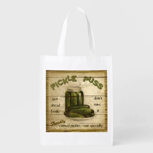 Farm Stand Sign, Pickle Puss, grocery bag (Front)