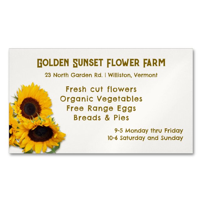Farm Stand Sunflowers Business Cards (Front)