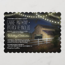 Farm String Lights Rustic Barn Wedding Invitations