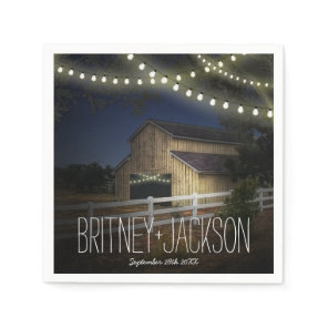 Farm String Lights Rustic Barn Wedding Napkins