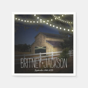Farm String Lights Rustic Barn Wedding Napkins