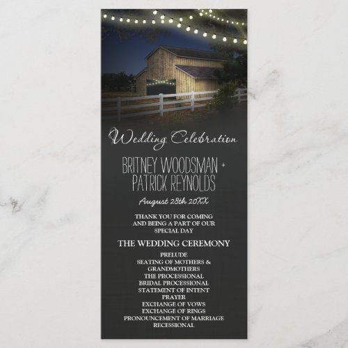 Farm String Lights Rustic Barn Wedding Programs