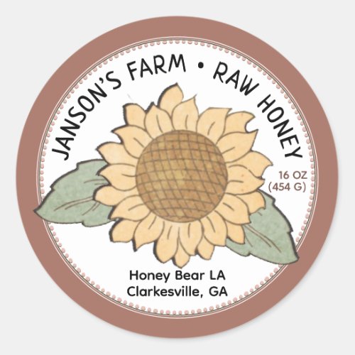 Farm Style Honey Product Label with Sunflower Logo