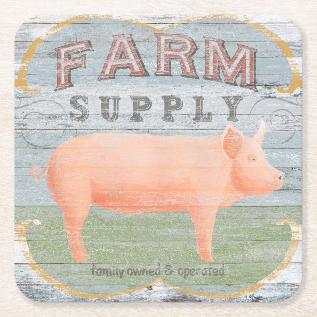 Farm Supply Square Paper Coaster (Front)