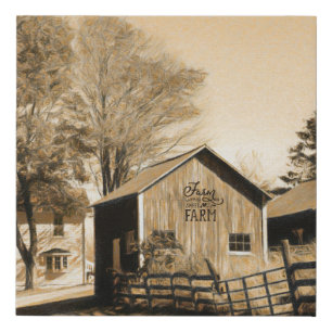 Farm Sweet Farm Country Homestead Faux Canvas Print
