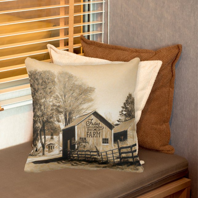 Farm Sweet Farm Country Homestead Throw Pillow (Creator Uploaded)