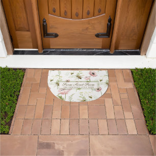 "Farm Sweet Farm" Family name wildflower and bees Doormat