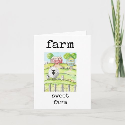 Farm Sweet Farm Housewarming Card with Art