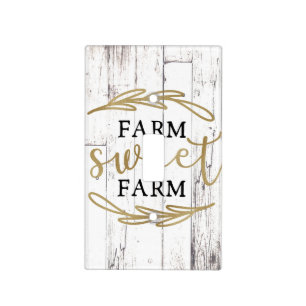 Farm Sweet Farm White Wood Country Farmhouse Light Switch Cover