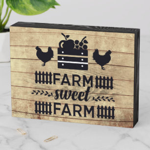 Farm Sweet Farm Word Art Wooden Box Sign