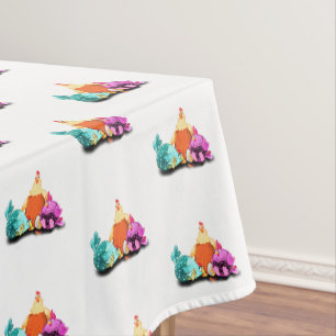 Farm Tablecloth Chickens Waiting Egg To Hatch