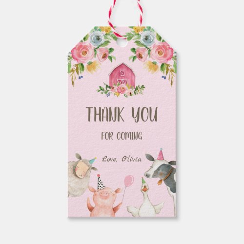 Farm Thank You Favor Barnyard Party Animal Girl Gift Tags