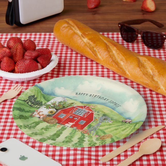 Farm Theme | Barn Birthday Party Paper Plates (Picnic)