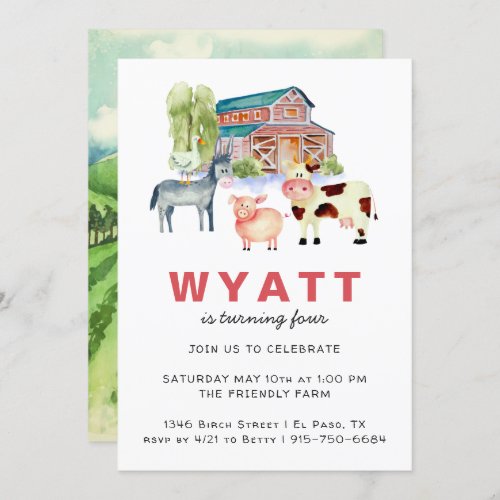 Farm Theme Birthday Party Invitation
