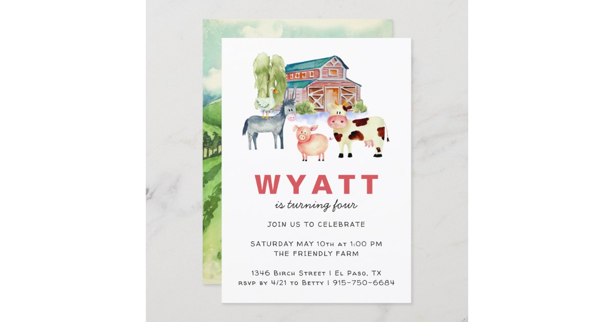 Farm Theme Birthday Party Invitation | Zazzle