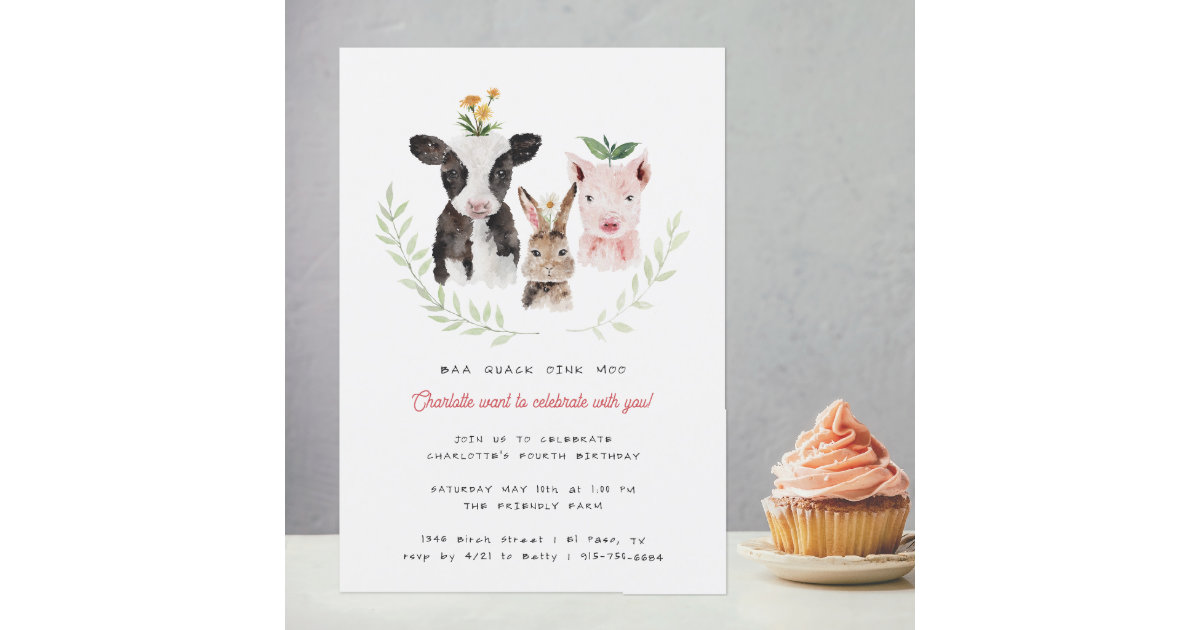 Farm Theme Birthday Party Invitation | Zazzle