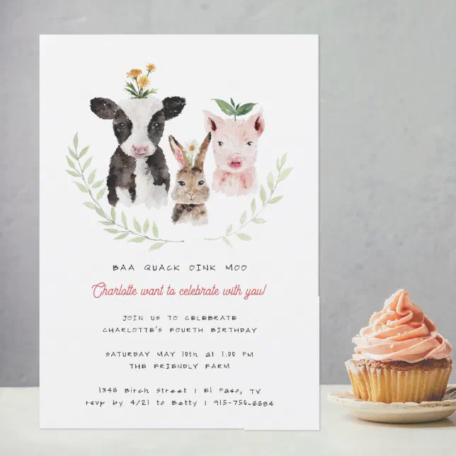 Farm Theme Birthday Party Invitation | Zazzle