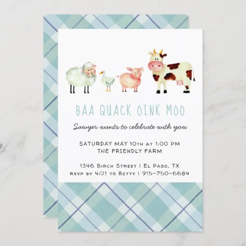 Farm Theme Birthday Party Invitation