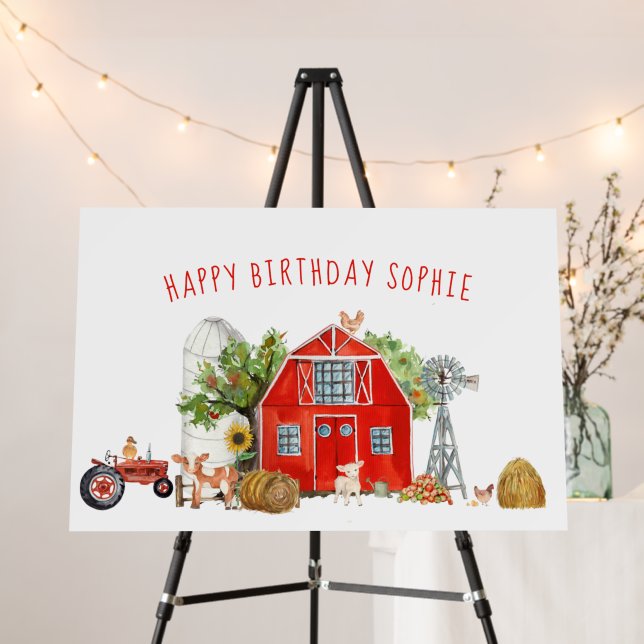 Farm Theme Birthday Party Welcome Sign (In Situ (Stand))