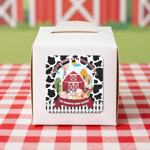 Farm Theme Birthday Square Sticker