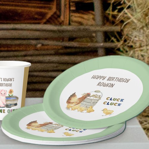 Farm Theme Cluck Cluck Chicken Kids Birthday Party Paper Plates