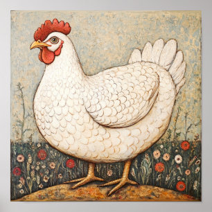 Farm Theme Kitchen Wall Art Hen Art Print