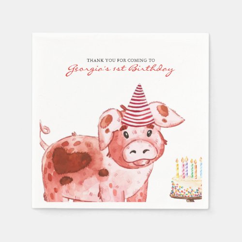 Farm Theme  Pig Birthday Party Napkins