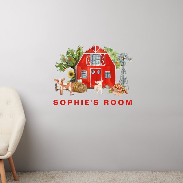 Farm Theme | Rustic Red Barn Monogram Wall Decal (Living Room 2)