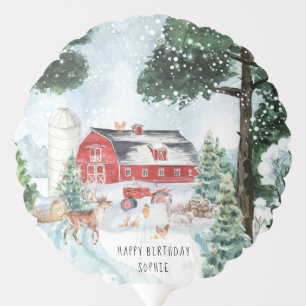 Farm Theme   Winter Barn Birthday Party Balloon