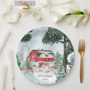 Farm Theme Winter Barn Birthday Party Paper Plates