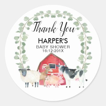 Farm Themed Animals Baby Shower Sticker by figtreedesign at Zazzle