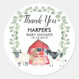 Farm Themed Animals Baby Shower Sticker