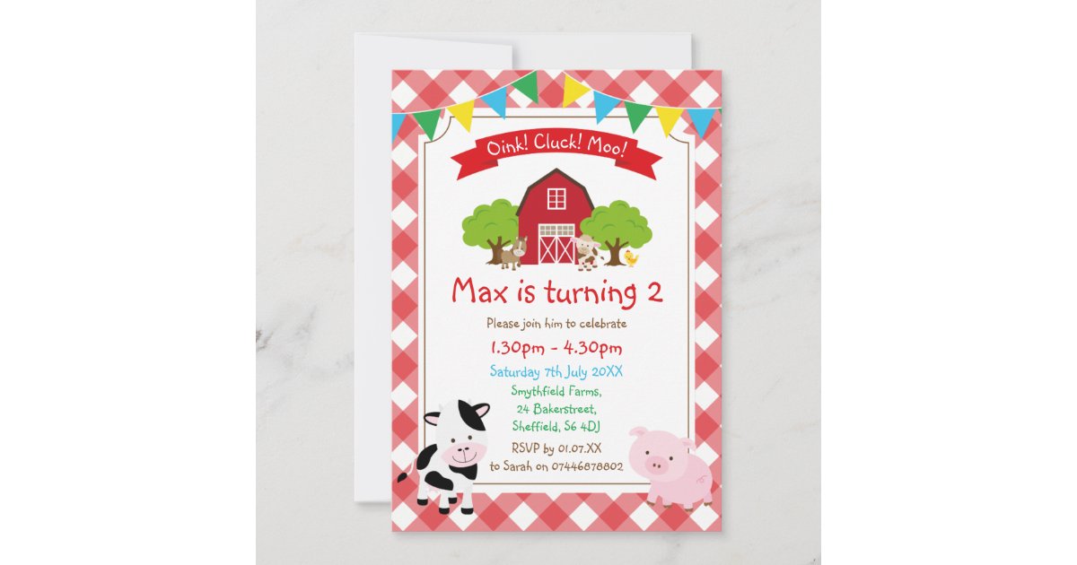 Farm themed birthday party invitation | Zazzle
